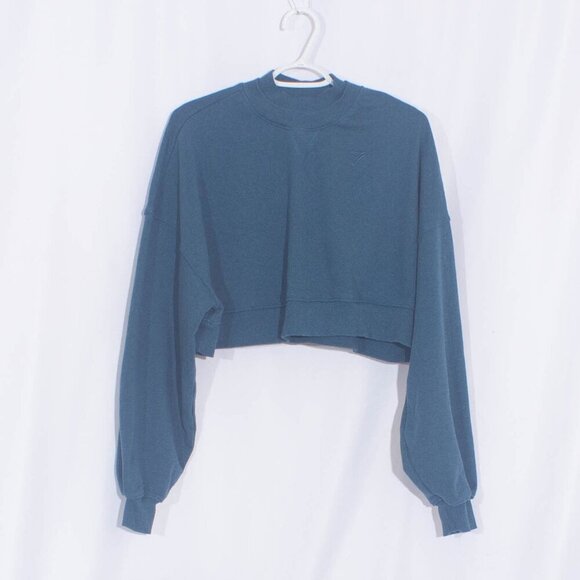 GYMSHARK Rest Day Sweats Crop Pullover Sweater - Steel Blue Marl Size L - Picture 8 of 14